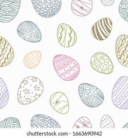 Seamless pattern with Easter eggs on a white background. Easter collection.