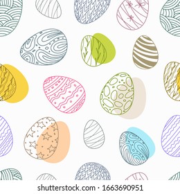 Seamless pattern with Easter eggs on a white background. Easter collection.
