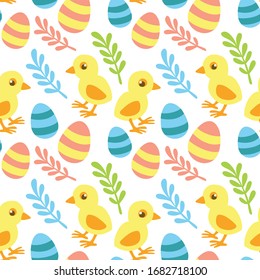 Seamless pattern with easter eggs on white background. Vector illustration.