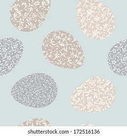 Seamless pattern with Easter eggs on a blue background