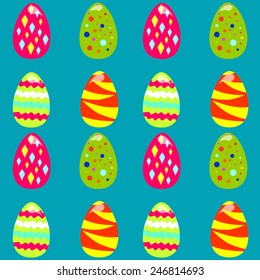 seamless pattern with easter eggs on the blue background