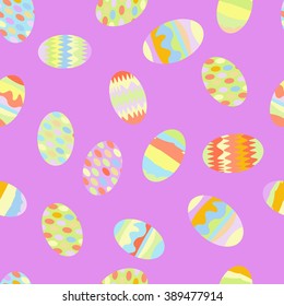 Seamless pattern of Easter eggs on a purple background