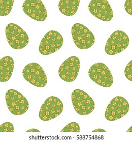 Seamless pattern with Easter eggs on white background. Vector illustration 