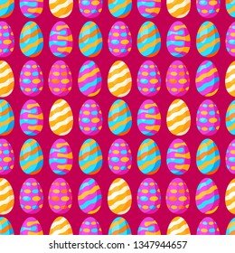 Seamless pattern with Easter eggs with an ornament. Flat illustration vector. A concept for prints on fabric.