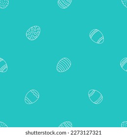 Seamless pattern of Easter eggs outline on blue background