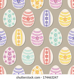 Seamless pattern with Easter eggs. Also perfect for wallpapers, pattern fills, web page backgrounds, surface textures, textile, wrapping papers.