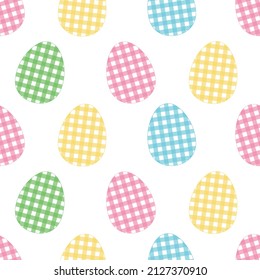 Seamless pattern easter eggs silhouette buffalo plaid vector illustration	