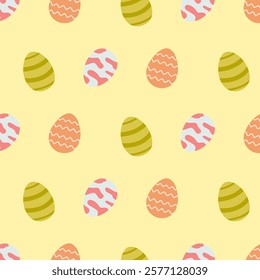 Seamless pattern Easter eggs, a symbol of Easter, decorative vector elements. Simple design with colorful Easter eggs.