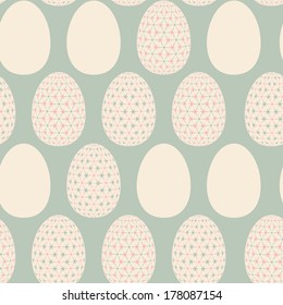 Seamless pattern with easter eggs. Template for design textile, greeting cards, wrapping paper, packages, backgrounds. Vector illustration.