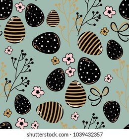 Seamless pattern with easter eggs. Vector illustration. For textiles, cards, wallpaper.
