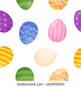 Seamless pattern with Easter eggs. Vector illustration. Endless background. Great for Easter decor.