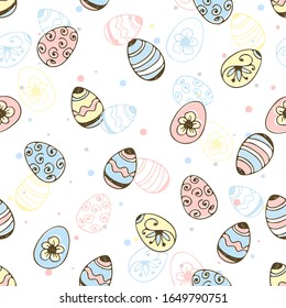 Seamless pattern with Easter eggs. Vector.