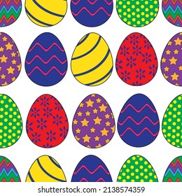Seamless pattern of Easter eggs. Vector illustration.