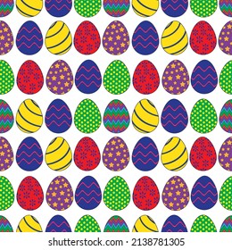 Seamless pattern of Easter eggs. Vector illustration.
