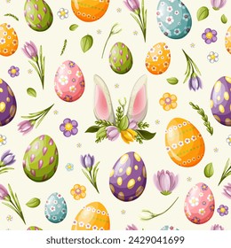 Seamless pattern with Easter elements. Hand drawing. Vector. 