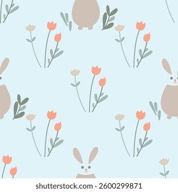 Seamless pattern with Easter elements. Spring background for surface design.