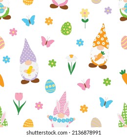 Seamless pattern Easter Gnomes vector illustration