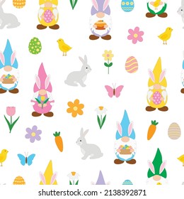 Seamless pattern Easter Gnomes vector illustration