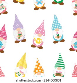 Seamless pattern Easter Gnomes vector illustration