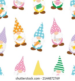 Seamless pattern Easter Gnomes vector illustration
