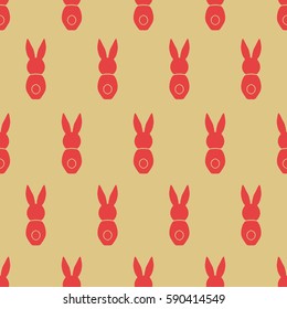 Seamless pattern Easter greeting with bunnies, design vector illustation, holiday symbol.