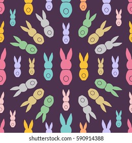 Seamless pattern Easter greeting with bunnies, design vector illustation, holiday symbol.