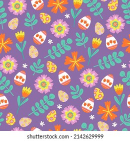 Seamless pattern for Easter holiday. Childish background for fabric, wrapping paper, textile, wallpaper and cards.