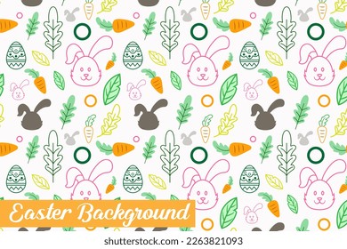 seamless pattern for easter on a white background. Easter eggs, branches, flowers in Spring holiday background for printing on fabric, paper for scrapbooking, gift wrap and wallpapers.