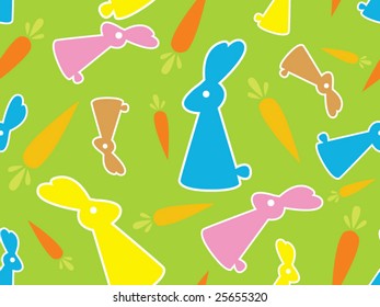 Seamless pattern with Easter rabbits