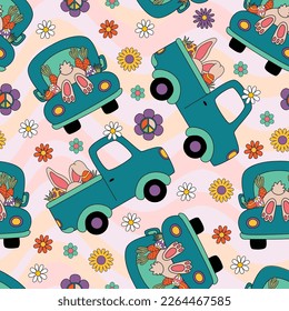 seamless pattern with easter truck