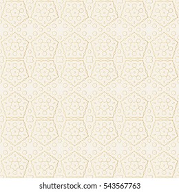 Seamless pattern in eastern, oriental, islamic style. Golden decorative background with calligraphic elements.