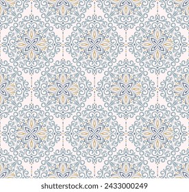 Seamless pattern in Eastern style. Ornate background for design on moroccan backdrop. Ornamental lace pattern for textile, fabric, silk scarf, sari, linen