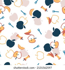 Seamless Pattern with Eat Sweet Apple Fruit Vector Graphic Art can be use for background and apparel design