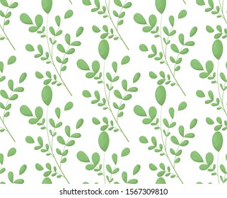 Seamless pattern with eaves. Floral pattern for wallpaper or fabric. Botanic tile.