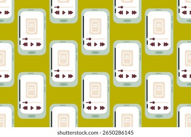 Padrão perfeito com leitores de e-book no fundo verde-oliva, ótimo para leitura digital, educação e visuais relacionados à tecnologia