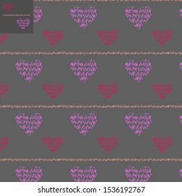 Seamless pattern of ecg line-textured hearts - vector. Just drag the pattern in the rectangle in the upper left corner to you swatch panel.