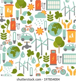 seamless pattern with ecology icons