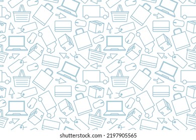 seamless pattern with e-commerce, online shopping icons- vector illustration