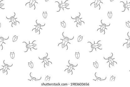 Seamless pattern of edible insects, Giant water bug and Diving beetle