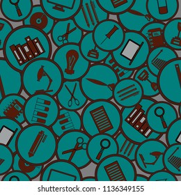 Seamless pattern. Education / Business . Work Tools .Technology . Shopping .Sale .Vector illustration. Eps 10.