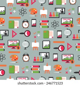 Seamless pattern with education equipment.