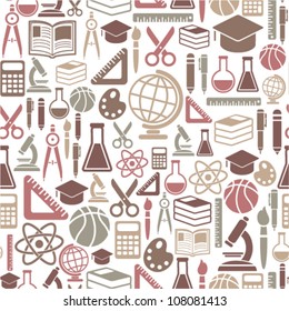 Seamless Pattern With Education Icons