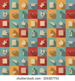 Seamless pattern of education icons.  Vector illustration, EPS 8.