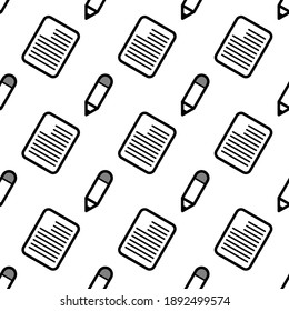 Seamless pattern educational theme with paper and pencil outline. suitable for fashion, background, decoration, etc.