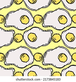 Seamless pattern with egg icons. Colored egg background. Doodle vector illustration with eggs
