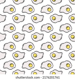 Seamless pattern with egg icons. Colored egg background. Doodle vector illustration with eggs