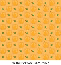 Seamless pattern with egg yolk. Colored egg chessboard background. Doodle vector eggs illustration