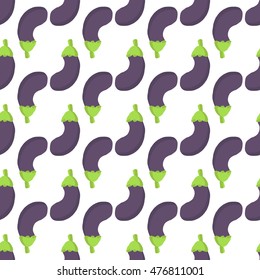 Seamless pattern of eggplant on a white background. It can be used for wrapping paper, greeting cards, fabric, children's clothes.