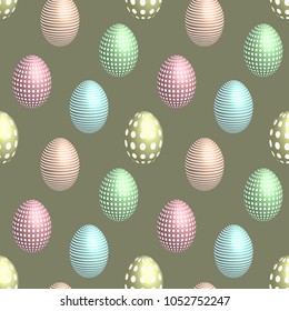 Seamless pattern eggs with pattern in 3D, vector