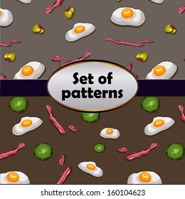 seamless pattern with eggs and bacon. breakfast wallpaper
